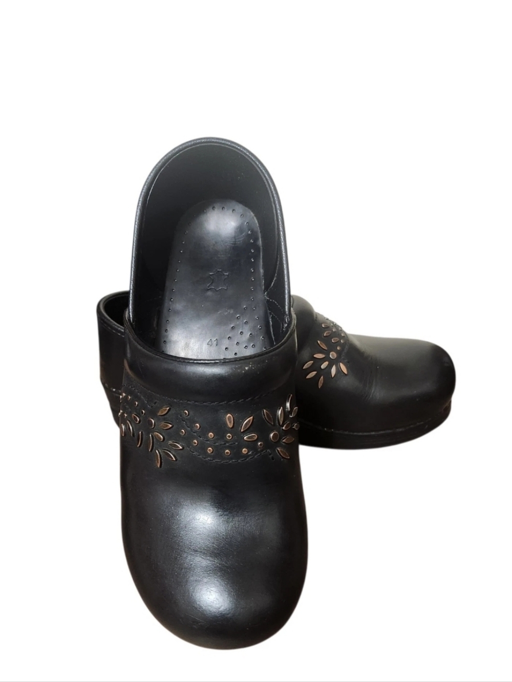 Dansko Patricia Studded Black Leather Clog Women Size 41 US 10.5-11 Mules Nurses - Picture 2 of 15